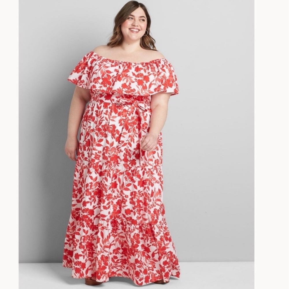 Lane Bryant Floral Ruffle Maxi Dress